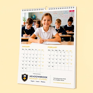 Show details for A4 Wall - 7 Leaf (single sided) Portrait with printed backing board - Design by us